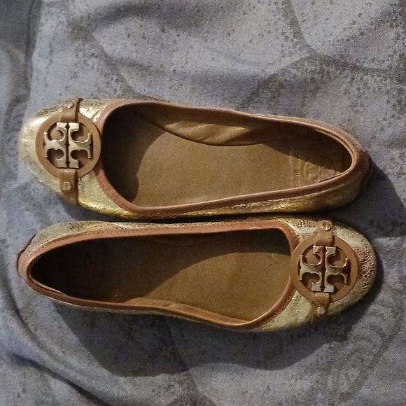 Tory Burch Shoes Tory Burch Gold Metallic Ballet Slippers Size 1 M